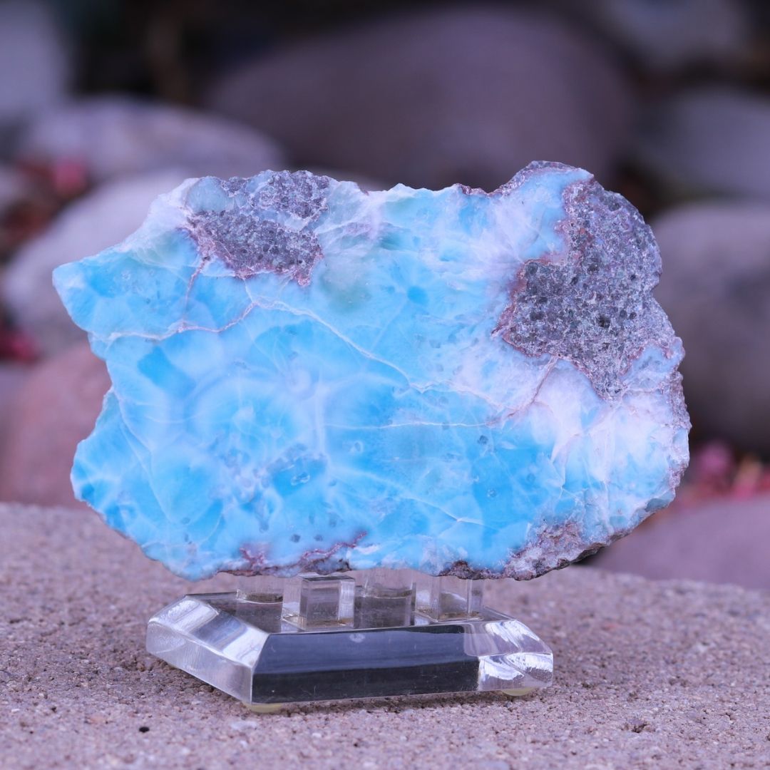 Partially Polished Larimar Stone