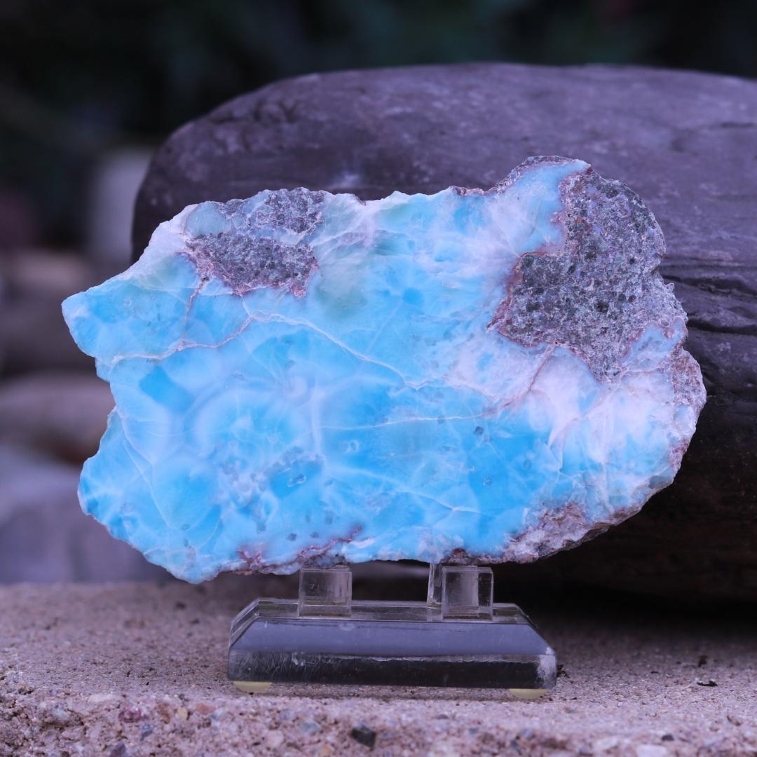 Partially Polished Larimar Stone