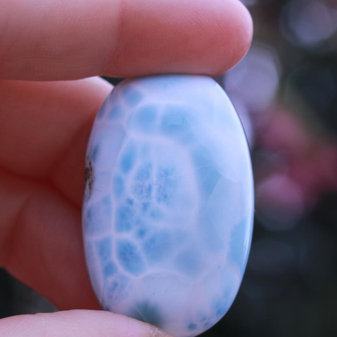 Gorgeous Blue Larimar Oval Cabochon Crystal
