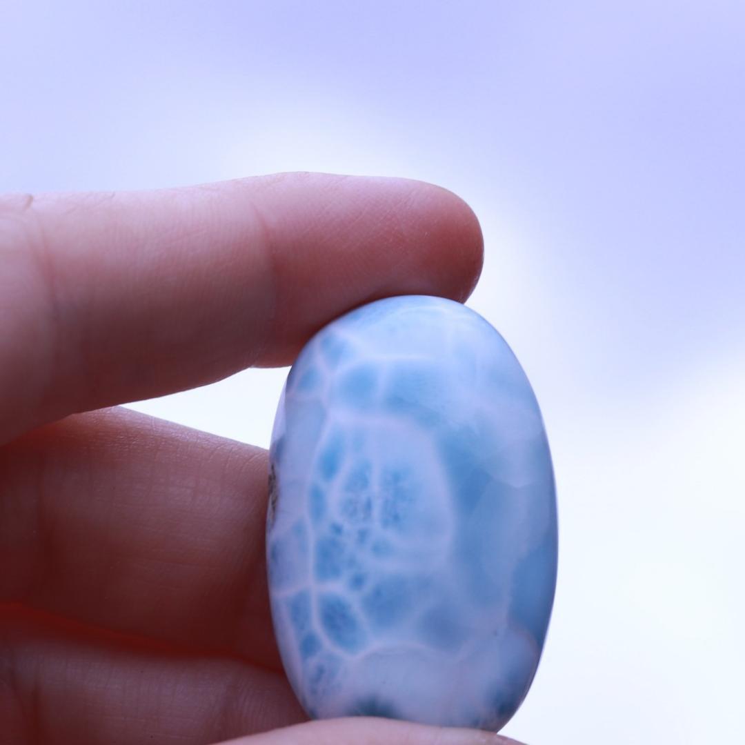 Gorgeous Blue Larimar Oval Cabochon Crystal