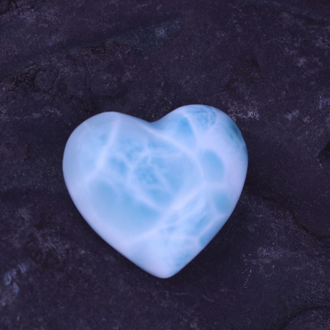 Larimar Grade A Carved Heart Cabochon