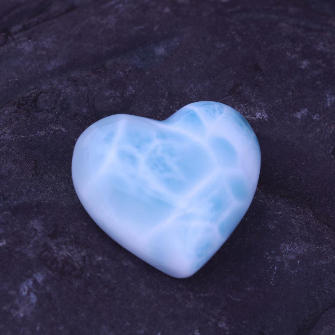 Larimar Grade A Carved Heart Cabochon