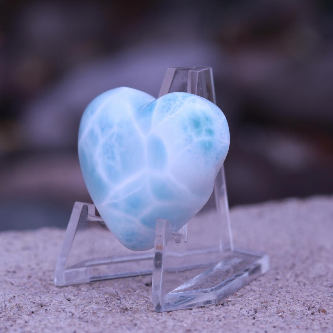 Larimar Grade A Carved Heart Cabochon