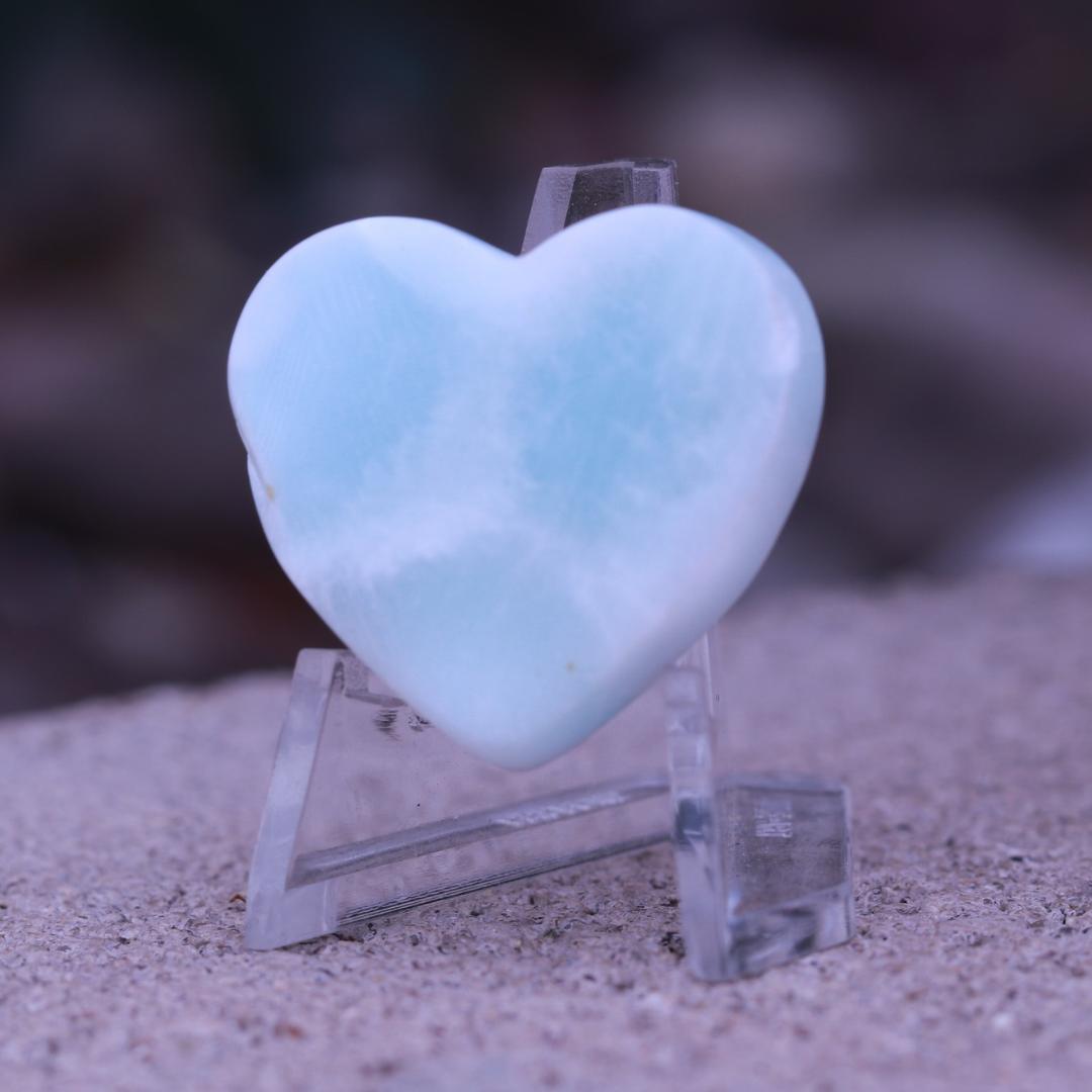 Larimar Grade A Carved Heart Cabochon