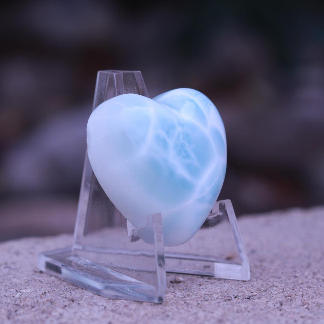 Larimar Grade A Carved Heart Cabochon