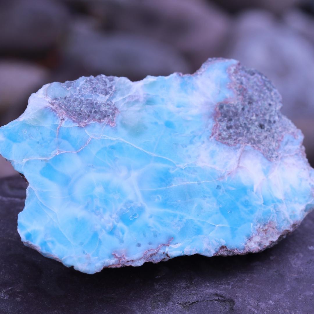 Partially Polished Larimar Stone