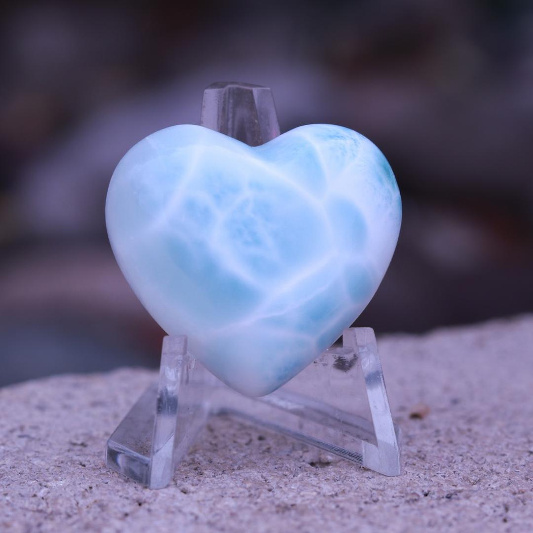 Larimar Grade A Carved Heart Cabochon