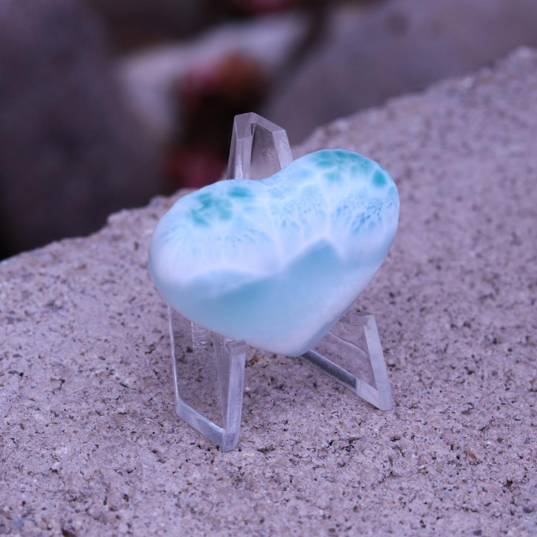 Beautiful Larimar Carved Heart Cabochon