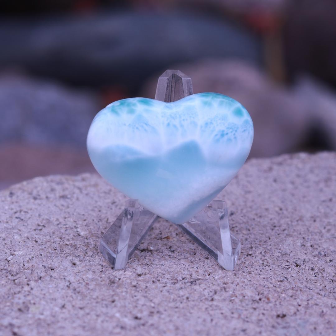 Beautiful Larimar Carved Heart Cabochon