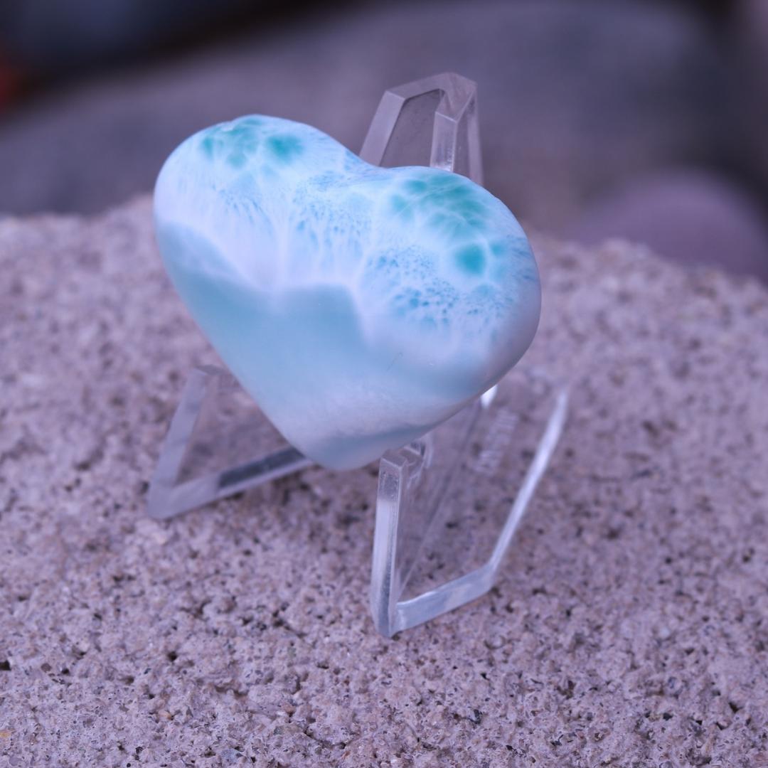 Beautiful Larimar Carved Heart Cabochon