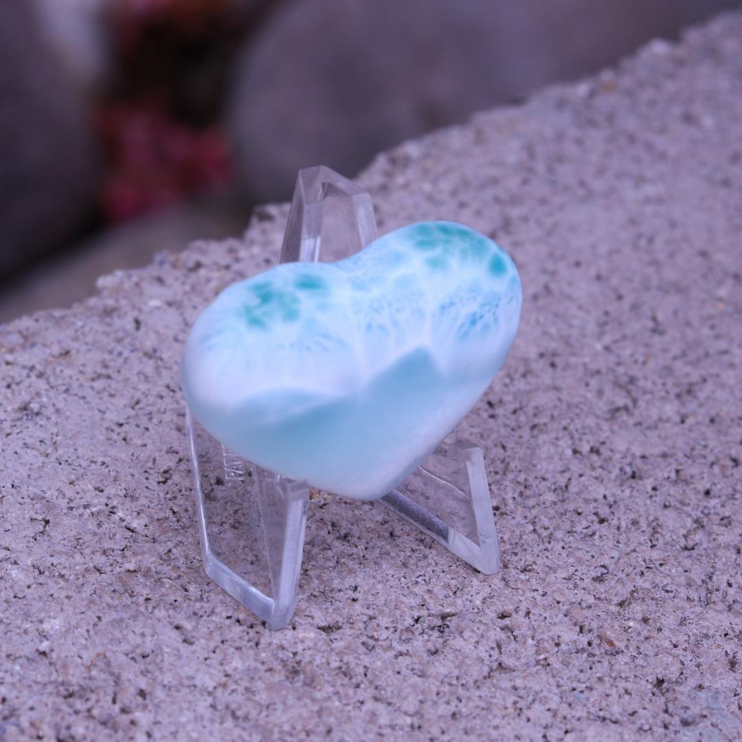 Beautiful Larimar Carved Heart Cabochon
