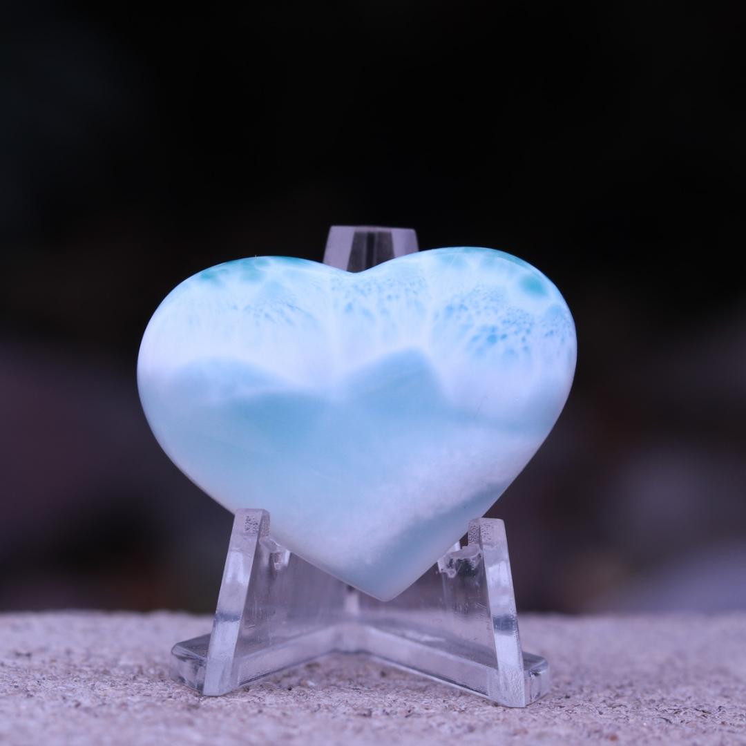 Beautiful Larimar Carved Heart Cabochon