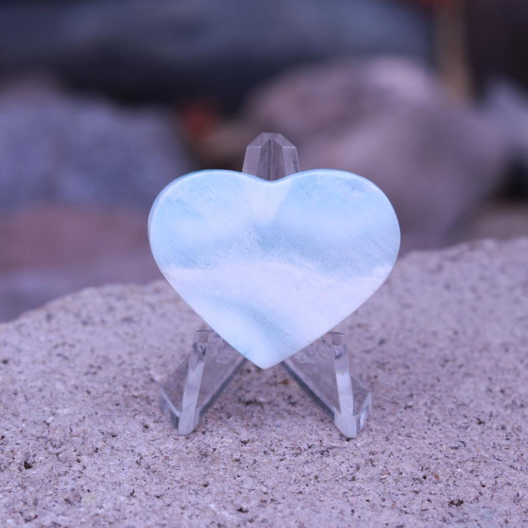Beautiful Larimar Carved Heart Cabochon