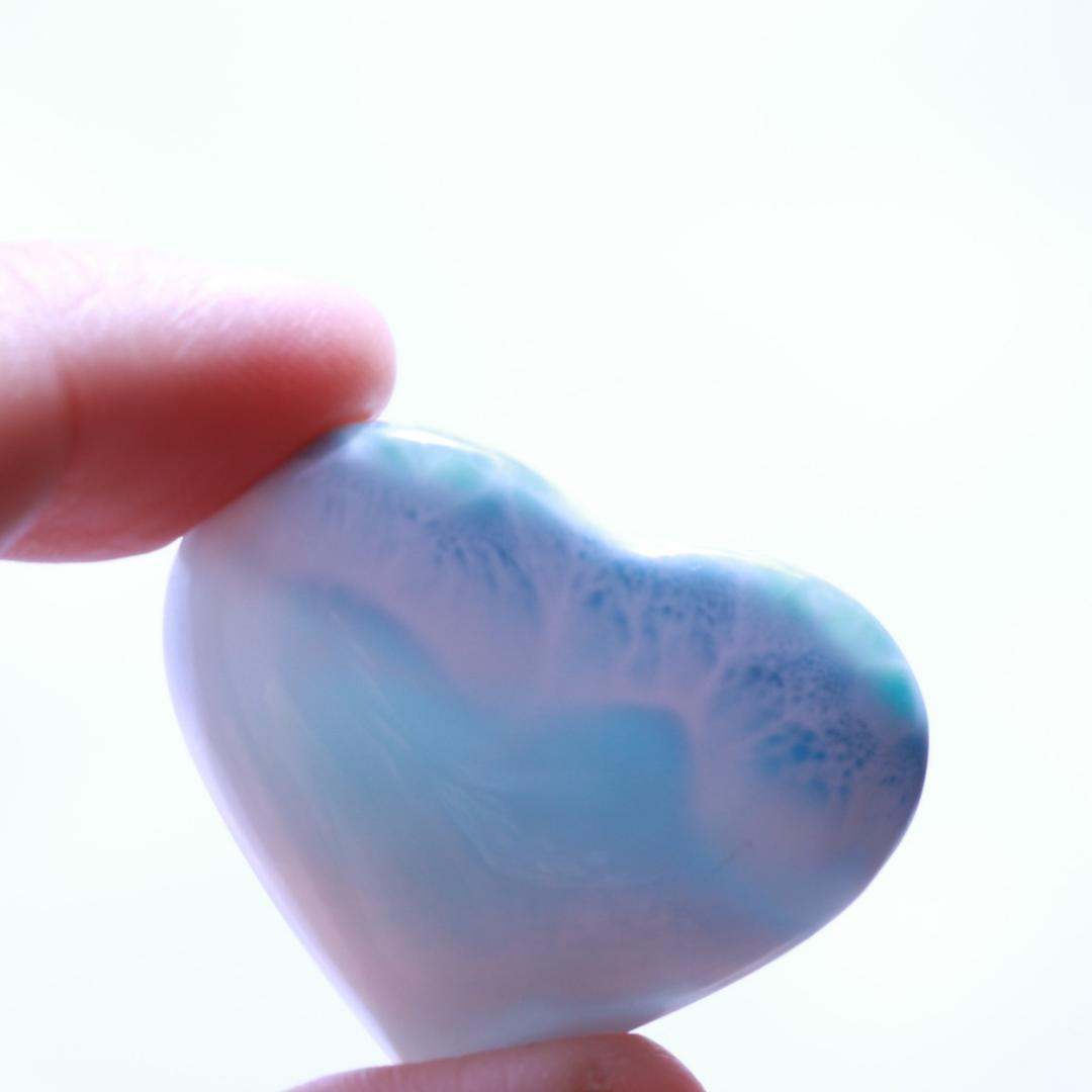 Beautiful Larimar Carved Heart Cabochon