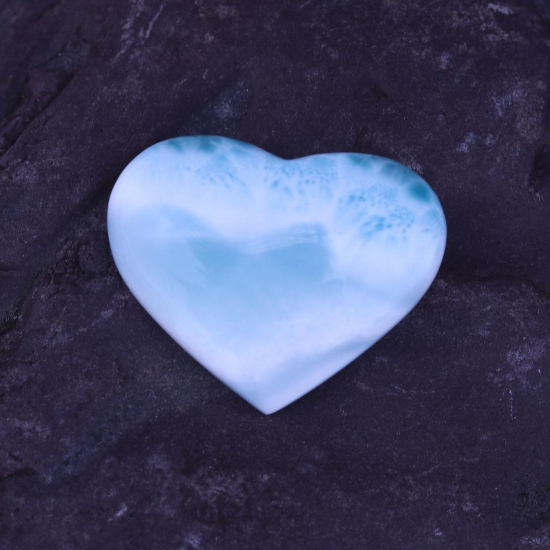 Beautiful Larimar Carved Heart Cabochon