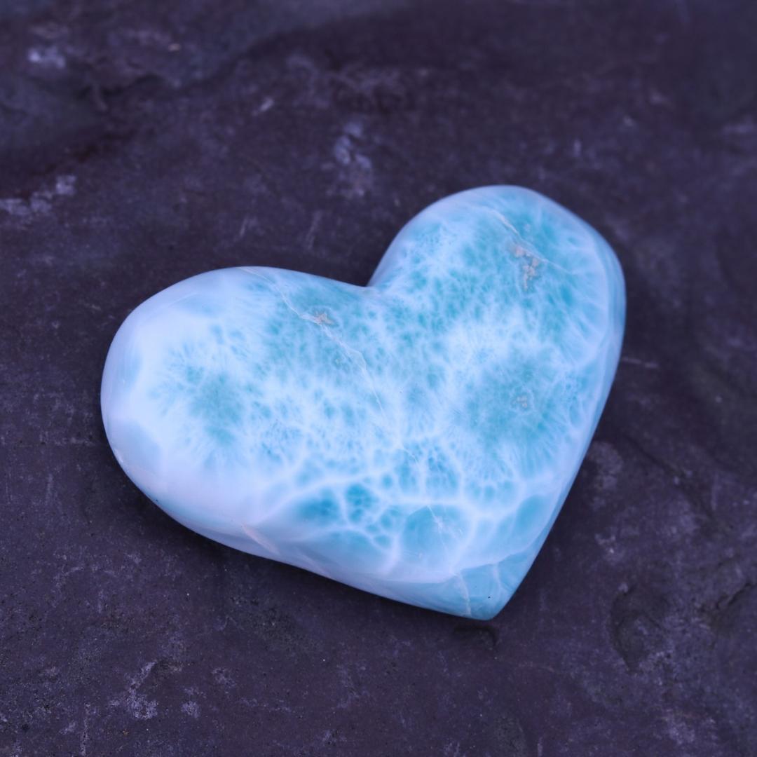 Deep Blue Larimar Carved Heart Cabochon