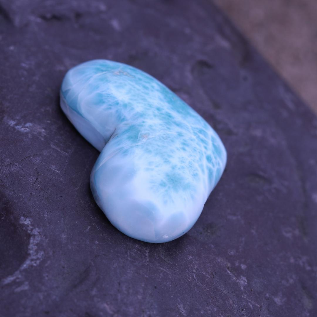 Deep Blue Larimar Carved Heart Cabochon