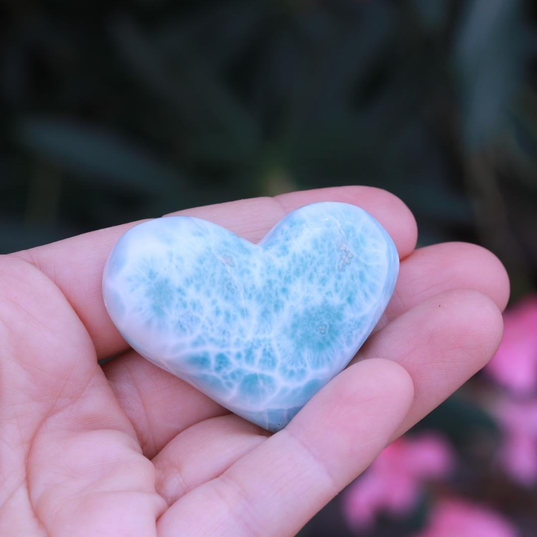 Deep Blue Larimar Carved Heart Cabochon
