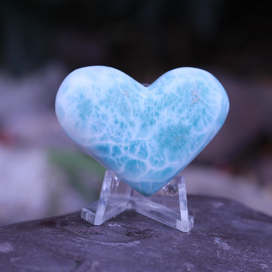 Deep Blue Larimar Carved Heart Cabochon