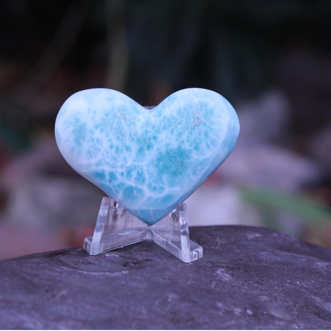 Deep Blue Larimar Carved Heart Cabochon