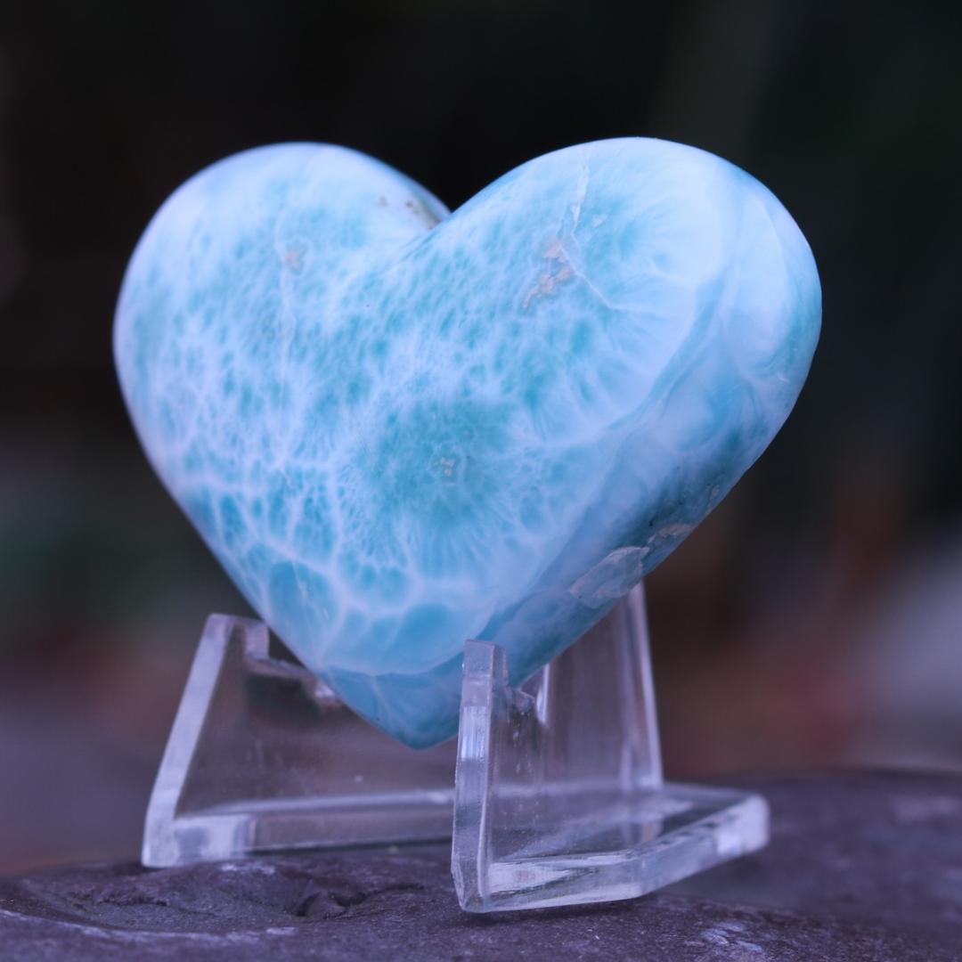 Deep Blue Larimar Carved Heart Cabochon
