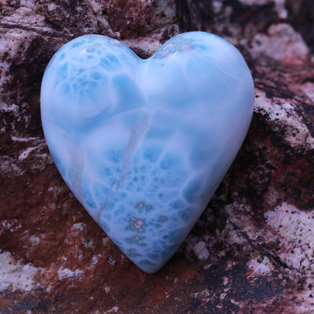 Larimar Carved Heart Cabochon