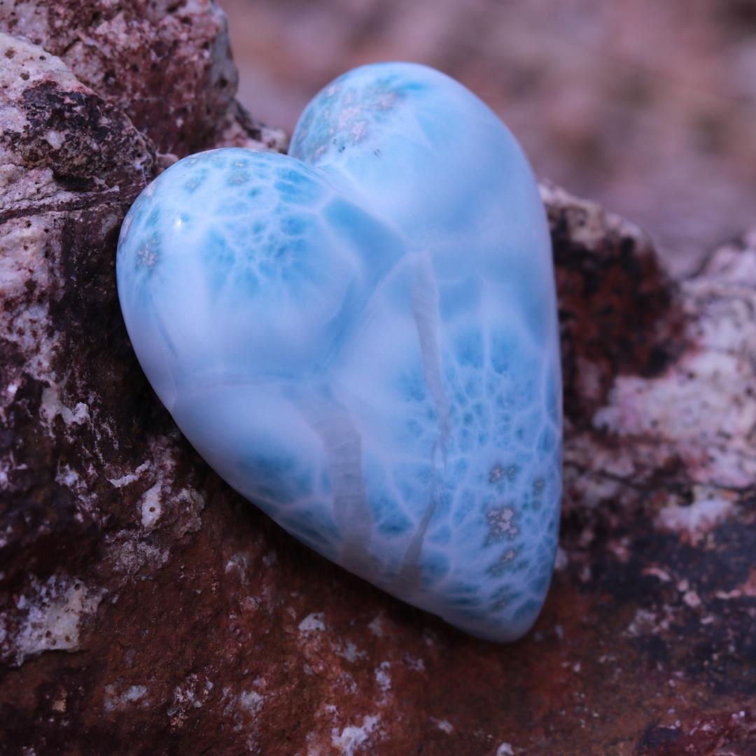 Larimar Carved Heart Cabochon