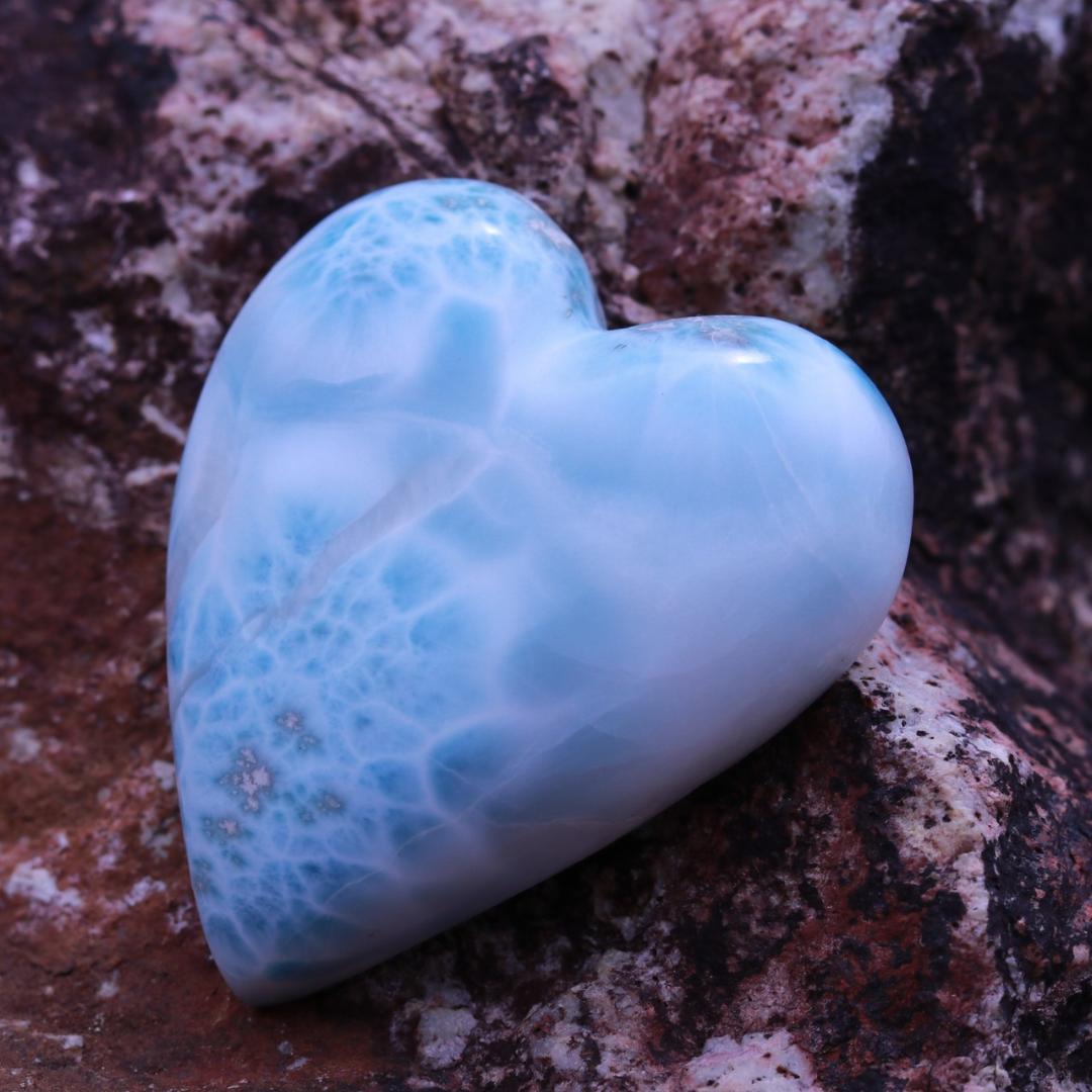 Larimar Carved Heart Cabochon