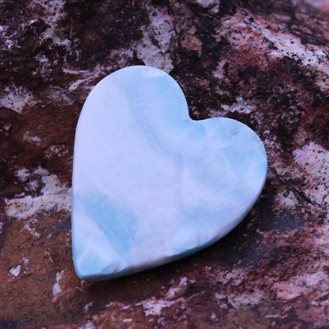 Larimar Carved Heart Cabochon