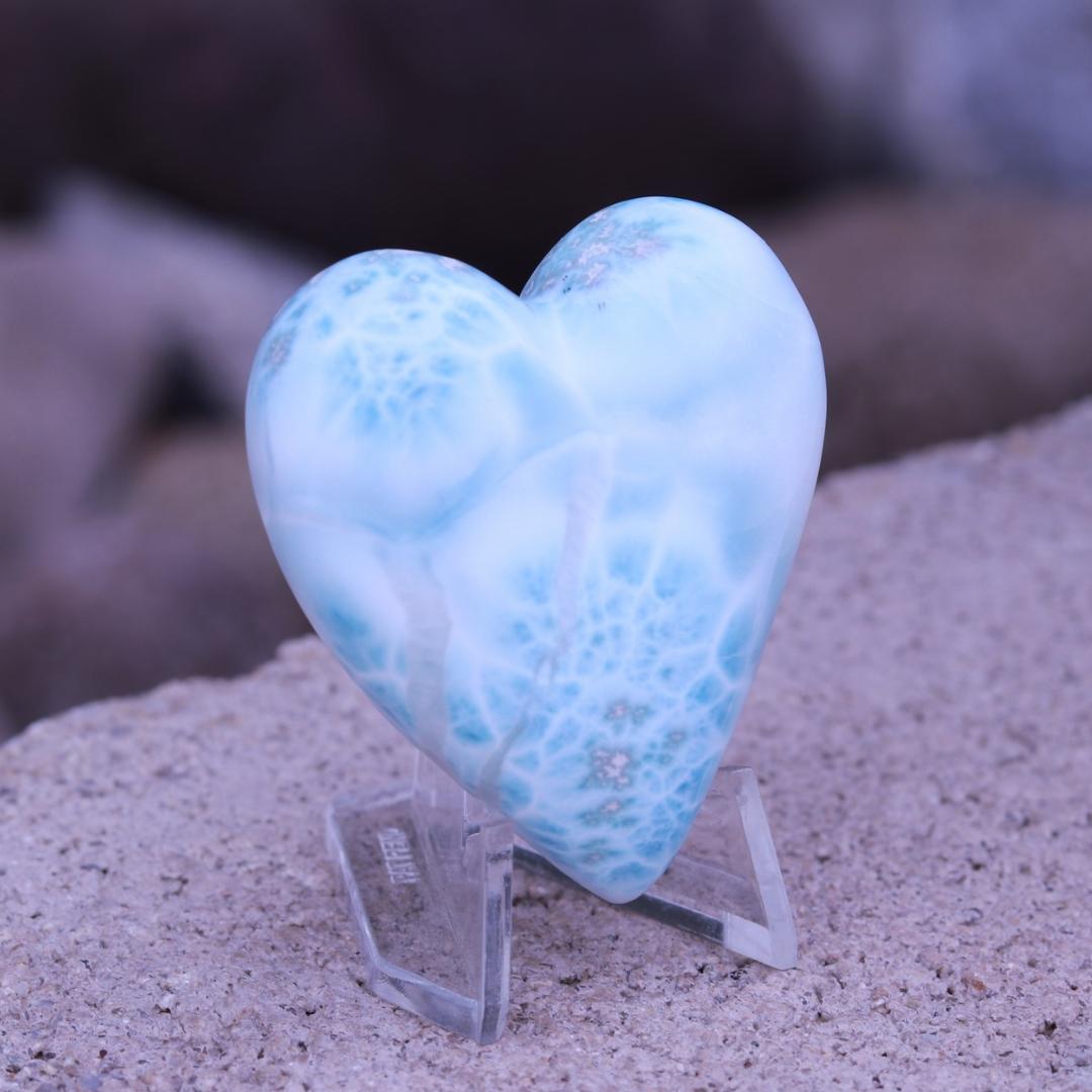 Larimar Carved Heart Cabochon