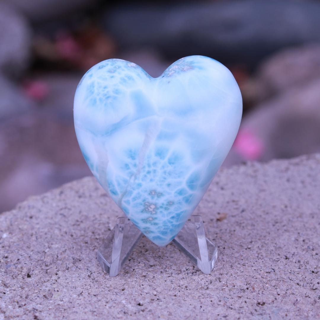 Larimar Carved Heart Cabochon