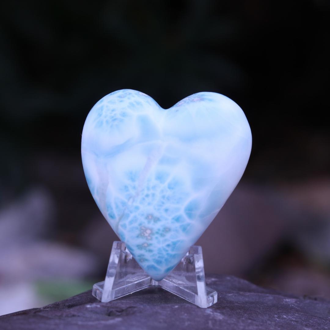 Larimar Carved Heart Cabochon