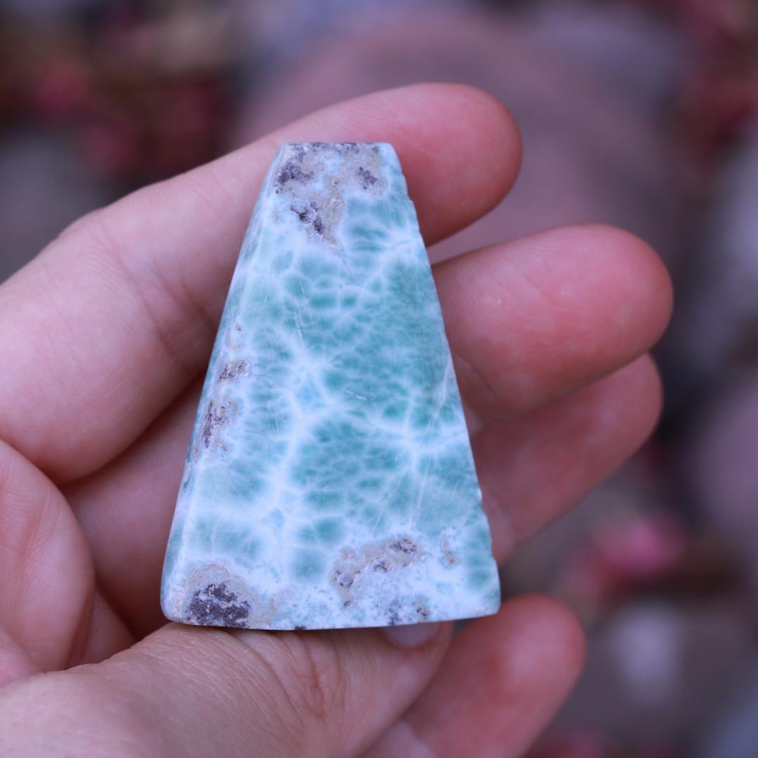 Larimar Carved Trapezoid Cabochon