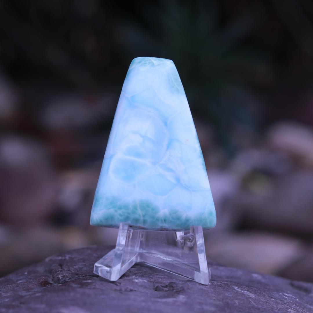 Larimar Carved Trapezoid Cabochon