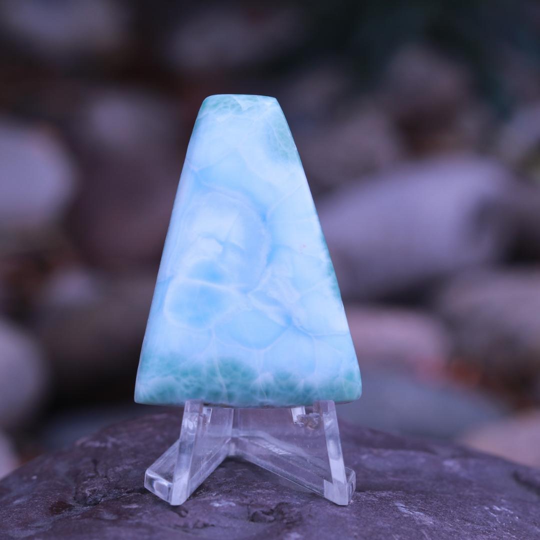 Larimar Carved Trapezoid Cabochon