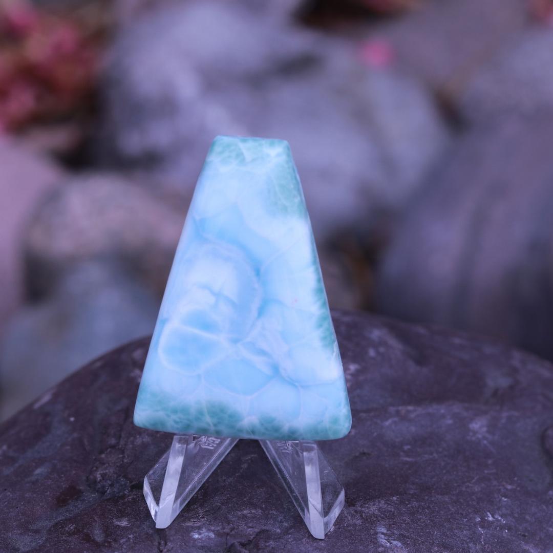 Larimar Carved Trapezoid Cabochon