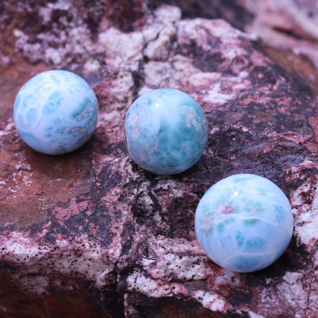 Larimar Orb Sphere Carvings 25 mm