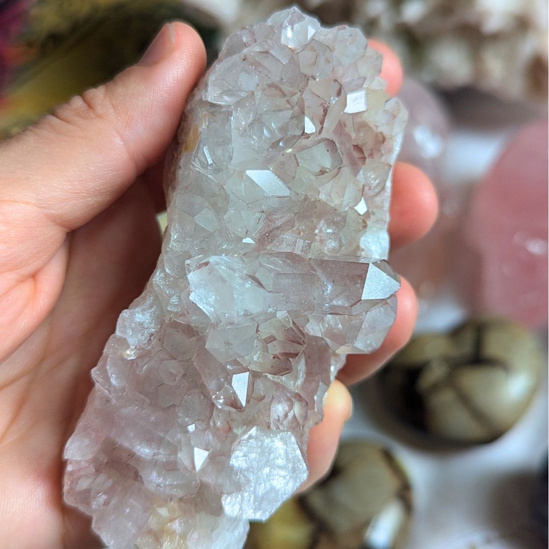 Rare High Quality Authentic Red Lithium Quartz Cluster from Brazil