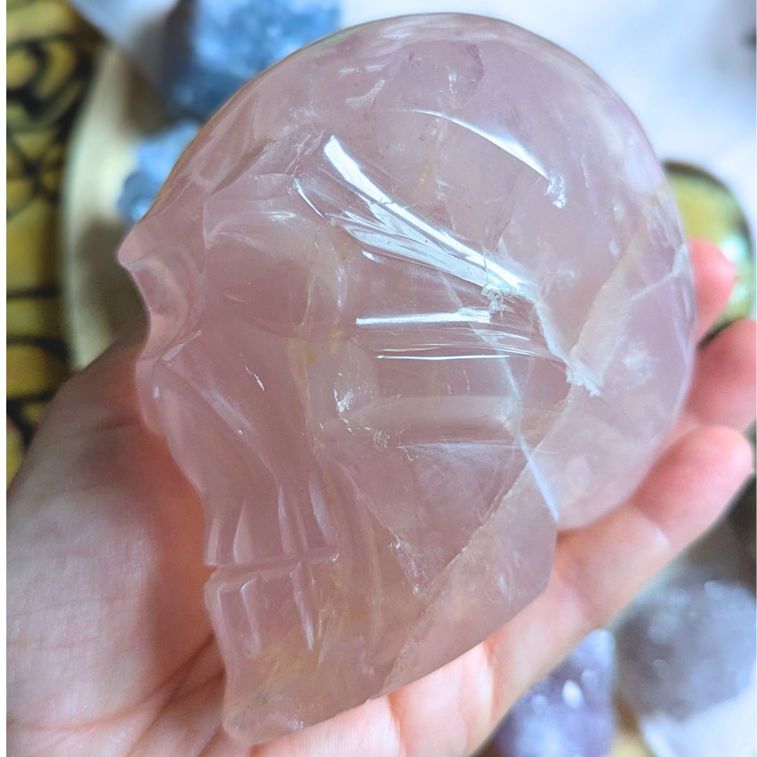 Rose Quartz Skull Carving from Brazil