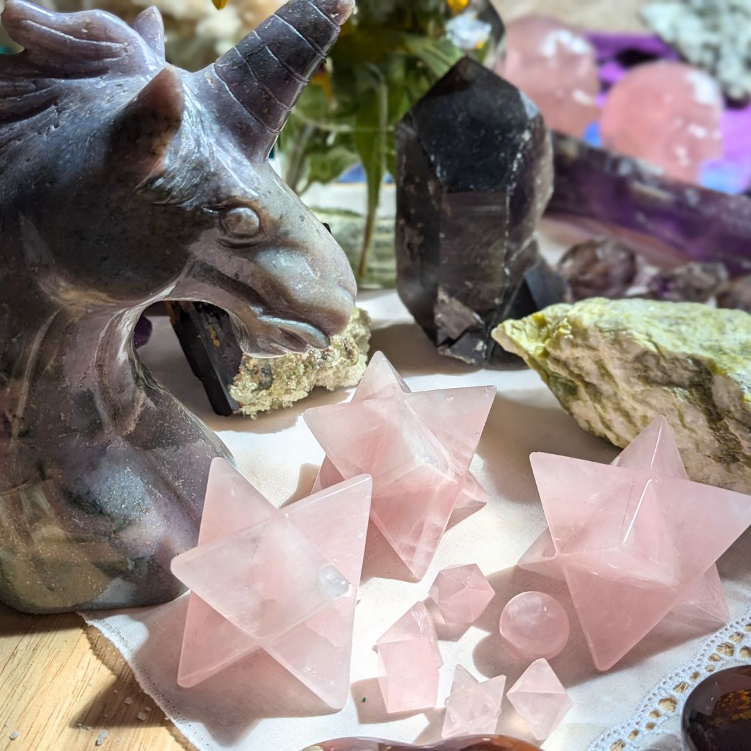 Rose Quartz Merkaba Carving ~ Lightbody Activations