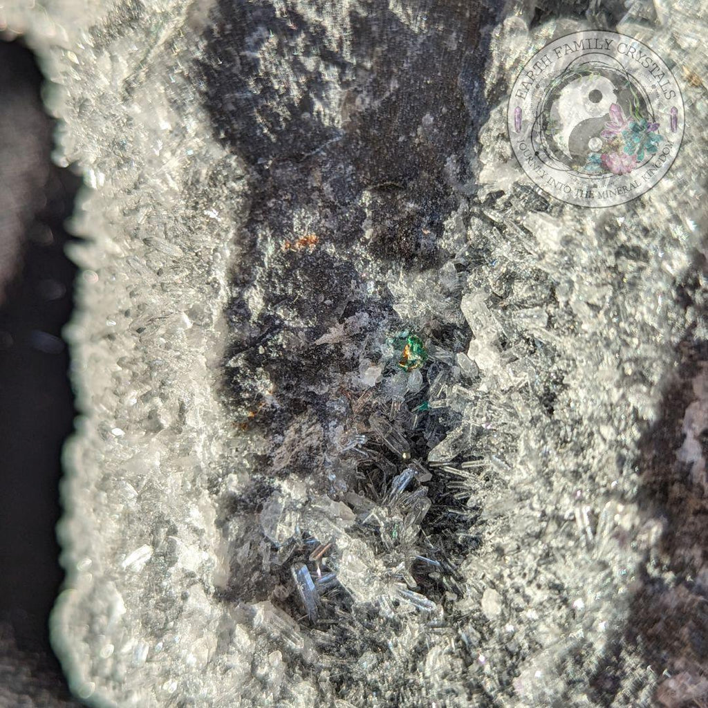 Green Fluorite over Micro Terminated Quartz ~ Fluorite on Needle Quartz~ High Vibrational  ~ Dazzling - Earth Family Crystals