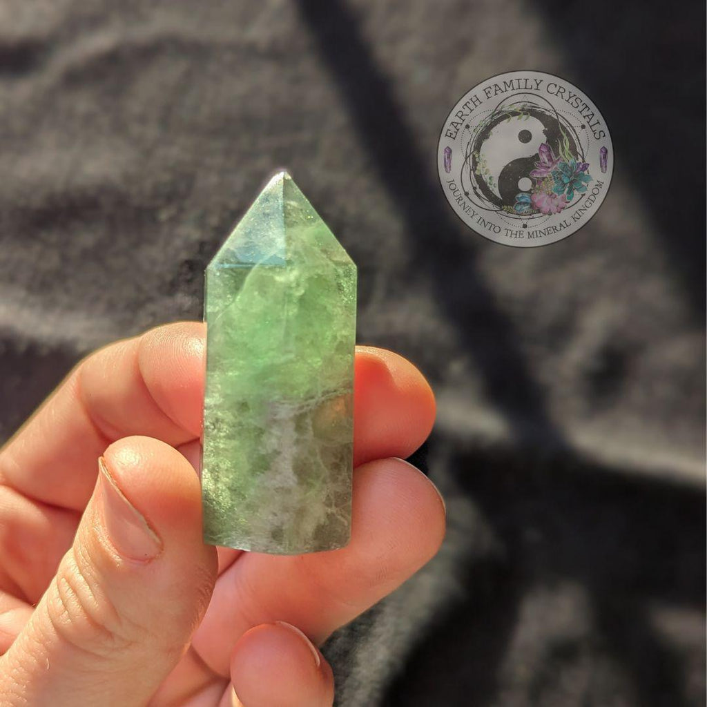 Green Fluorite Polished Point Mini Tower Carving - Earth Family Crystals