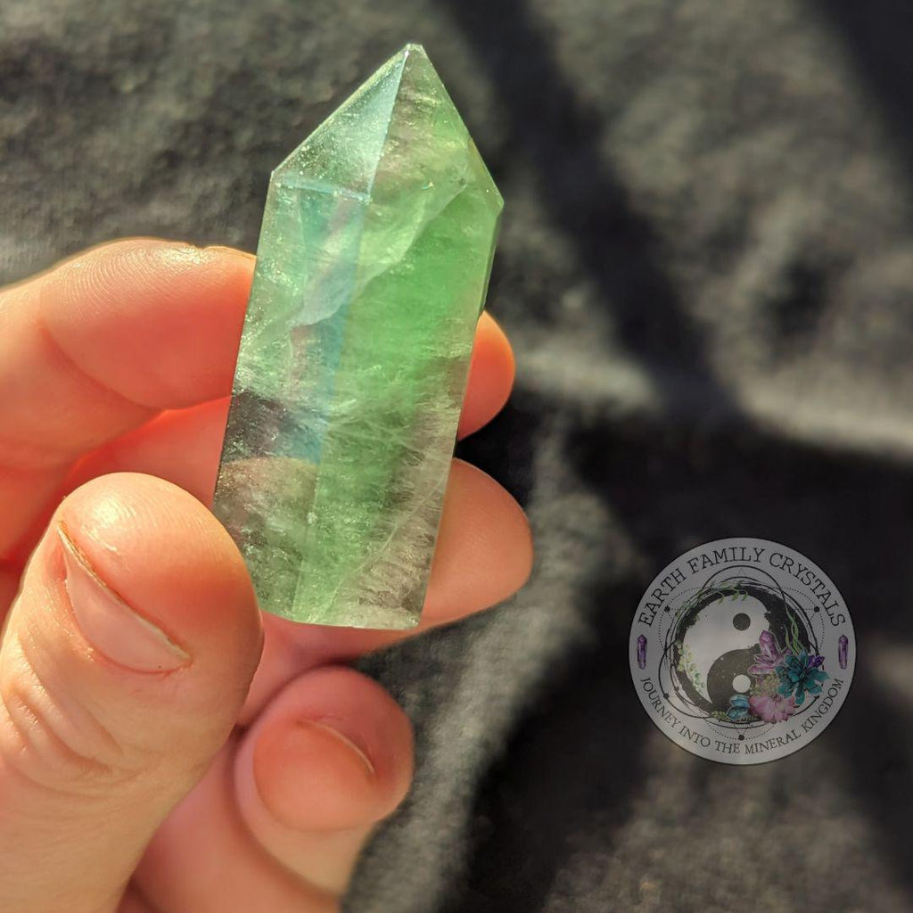 Green Fluorite Polished Point Mini Tower Carving - Earth Family Crystals