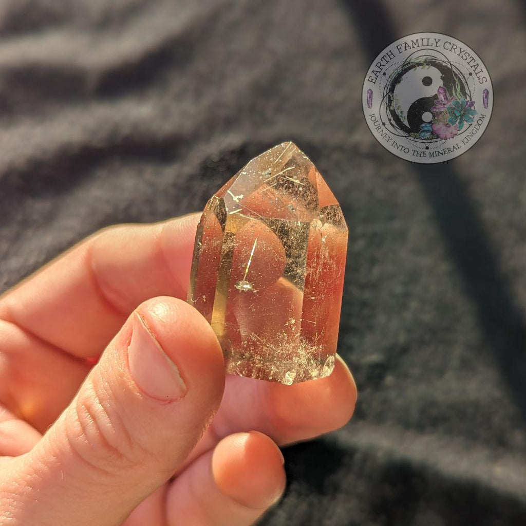 Rutilated Smoky Citrine Quartz Mini Polished Point ~ Protective and Grounding Display Point ~ - Earth Family Crystals