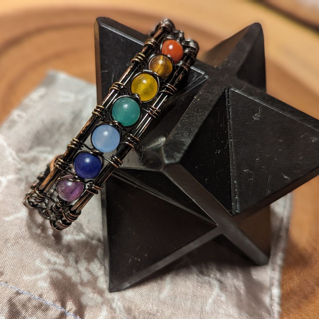 Chakra Stone Bracelet Wire Wrapped Cuff Design~ Beaded Jewelry made by Hand~ Tucson Unboxing! - Earth Family Crystals