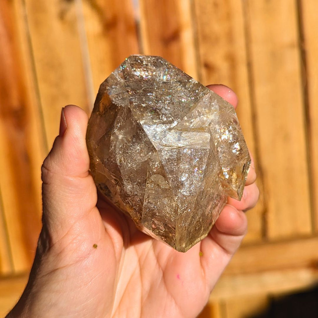 Large Herkimer Diamond Quartz Crystal with amazing rainbows 244 grams~ Manifest Your Dreams ~Ethically Sourced from New York~ Tucson Treasure~ Purchased Mine Direct~ - Earth Family Crystals