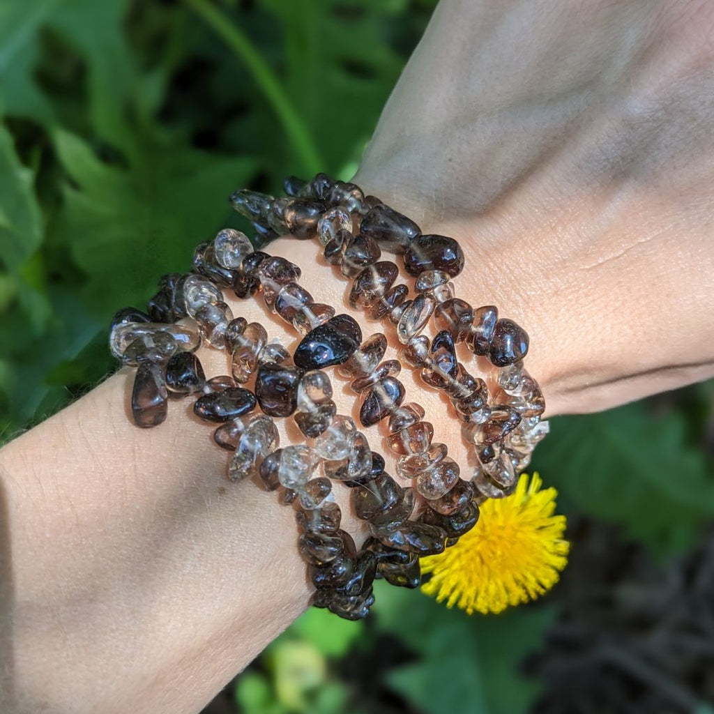 Smoky Quartz Tumbled Chip Stone Bracelet - Earth Family Crystals