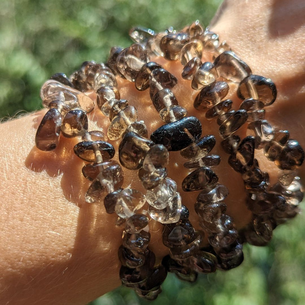 Smoky Quartz Tumbled Chip Stone Bracelet - Earth Family Crystals