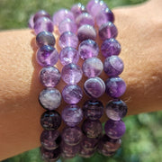 Amethyst Bead Bracelet on Stretch Cord - Earth Family Crystals