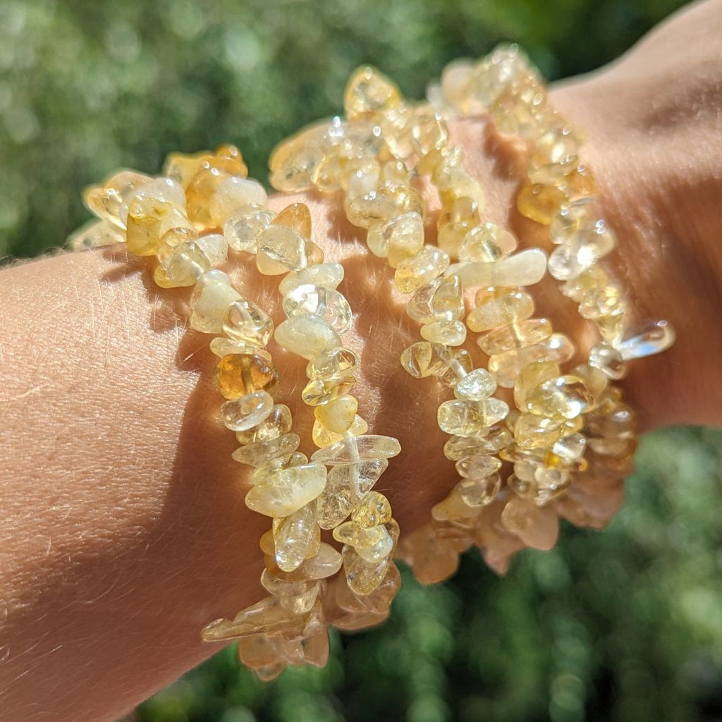 Sunny Yellow Citrine Tumbled Chip Stretchy Bracelet ~ Joy and Creation Energies - Earth Family Crystals